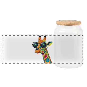Girafe colorée avec des lunettes de soleil - Boîte à biscuits avec couvercle en bois - blanc - Devant