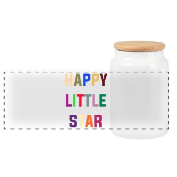 Happy Little Star - Boîte à biscuits avec couvercle en bois - blanc - Devant