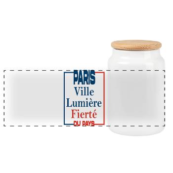 PARIS STADT DES LICHTS - Panorama Keksdose mit Holzdeckel - Weiß - Vorne