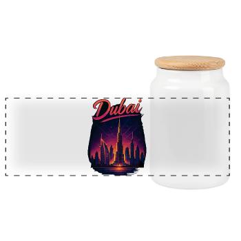 Dubaï Golfe Tiger City Émirats arabes unis Cadeau - Boîte à biscuits avec couvercle en bois - blanc - Devant