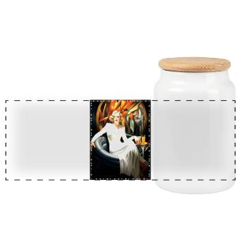 Femme élégante vêtue de blanc dans le style Art Déco - Boîte à biscuits avec couvercle en bois - blanc - Devant