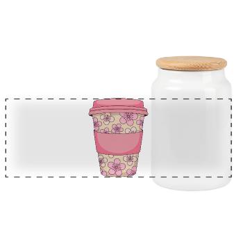 Cherry Blossom Coffee Cup - Panoramic Cookie Jar with Wooden Lid - white - Front