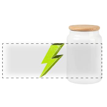 Luminous Electric Flash Illustration 3D - Panoramic Cookie Jar with Wooden Lid - white - Front