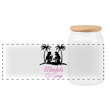 Girls' Gang Lettering with Hearts - Panoramic Cookie Jar with Wooden Lid - white - Front