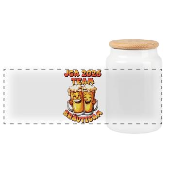 Équipe JGA 2026 : Groom, bière, alcool, drôle - Boîte à biscuits avec couvercle en bois - blanc - Devant