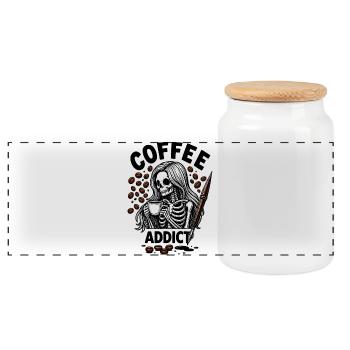 Café jusqu’à la mort - Boîte à biscuits avec couvercle en bois - blanc - Devant