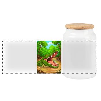 Crocodile – Les rivières d’Afrique, la morsure la plus forte - Boîte à biscuits avec couvercle en bois - blanc - Devant