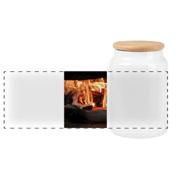 Flame Hanging Flame - Panoramic Cookie Jar with Wooden Lid - white - Front