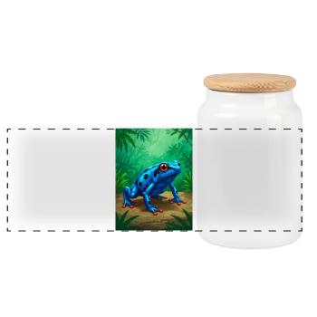 Dendrobate empoisonnée – toxine mortelle dans la forêt tropicale - Boîte à biscuits avec couvercle en bois - blanc - Devant