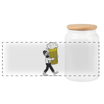 Beer Hipster - Panoramic Cookie Jar with Wooden Lid - white - Front