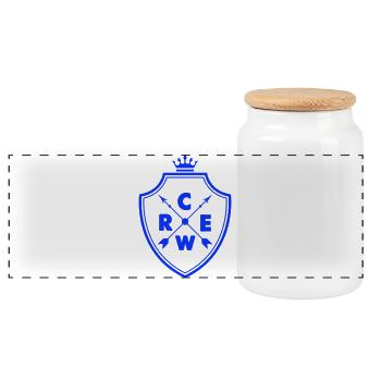 crew_wappen- - Boîte à biscuits avec couvercle en bois - blanc - Devant