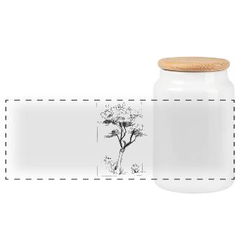 Tree sketch - Panoramic Cookie Jar with Wooden Lid - white - Front