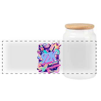 Neon 90er Retro Teaser Y2K - Panorama Keksdose mit Holzdeckel - Weiß - Vorne