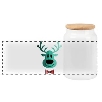 REINDEER. CHRISTMAS. MERRY CHRISTMAS. MERRY CHRISTMAS. - Panoramic Cookie Jar with Wooden Lid - white - Front