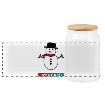 NOËL. MERRY CHRISTMAS. SAPIN. BONNE ANNEE - Boîte à biscuits avec couvercle en bois - blanc - Devant