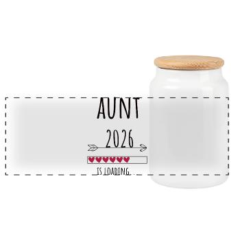 Aunt to be 2026 Geschenk Schwangerschaft - Panorama Keksdose mit Holzdeckel - Weiß - Vorne