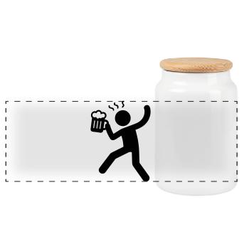Saufen Symbol Bier - Panorama Keksdose mit Holzdeckel - Weiß - Vorne