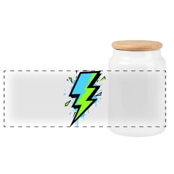 Rayon de l’électricité moderne - Boîte à biscuits avec couvercle en bois - blanc - Devant