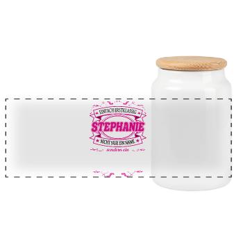 Caractéristique de qualité Stéphanie tout simplement de première classe - Boîte à biscuits avec couvercle en bois - blanc - Devant