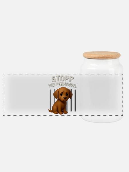 Anti-Welpenhandel Hund Design Welpe Hundewelpe - Panorama Keksdose mit Holzdeckel - Weiß