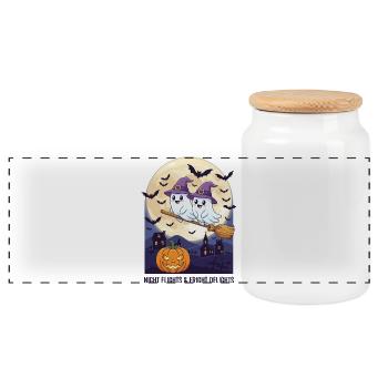 Vols de nuit et délices de l’épouvante - Boîte à biscuits avec couvercle en bois - blanc - Devant