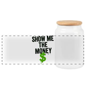 Motif financier humoristique avec signe de dollar - Boîte à biscuits avec couvercle en bois - blanc - Devant