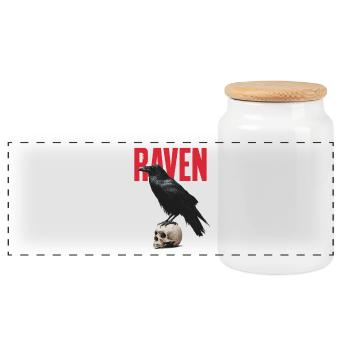Raven - Panorama Keksdose mit Holzdeckel - Weiß - Vorne