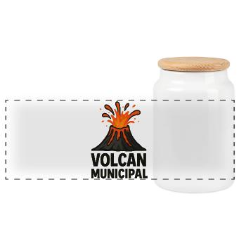 Volcan Municipal Tee - Boîte à biscuits avec couvercle en bois - blanc - Devant