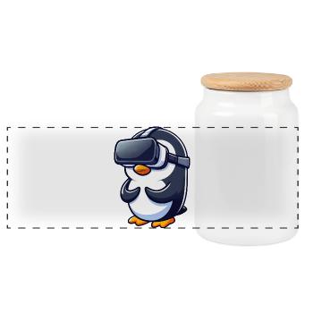 Mignon pingouin VR Gamer Console Nerd Gamer - Boîte à biscuits avec couvercle en bois - blanc - Devant