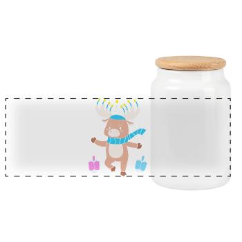 Hanukkah Chanukkah Hanukah - Panoramic Cookie Jar with Wooden Lid - white - Front