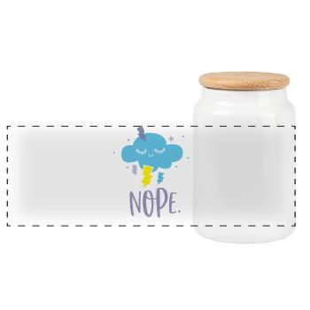Kawaii Cloud No Nope - Panoramic Cookie Jar with Wooden Lid - white - Front