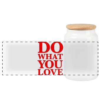 Faites ce que vous aimez – Sagesse, Motivation, Rouge - Boîte à biscuits avec couvercle en bois - blanc - Devant