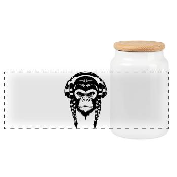 Beat Monkey Head Bass Drop Edition Shirt - Panoramic Cookie Jar with Wooden Lid - white - Front