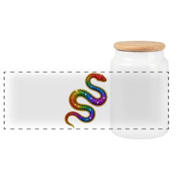 Regenbogen Glitzer Schlange - Panorama Keksdose mit Holzdeckel - Weiß - Vorne