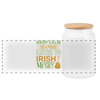 Keep calm listen irish music - Panoramic Cookie Jar with Wooden Lid - white - Front