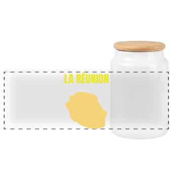T-shirt carte La Réunion île dorée - Boîte à biscuits avec couvercle en bois - blanc - Devant