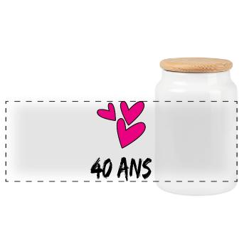 40. 40 ANS. 40e ANNIVERSAIRE. ANNIVERSAIRE 40 ANS. - Boîte à biscuits avec couvercle en bois - blanc - Devant