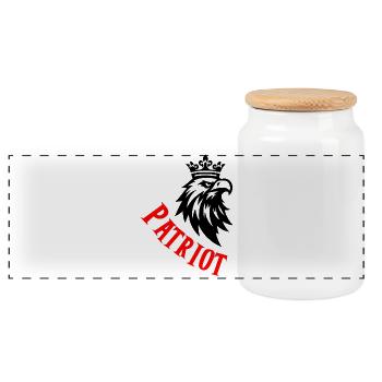 Patriotische geschwungene rote Typografie - Panorama Keksdose mit Holzdeckel - Weiß - Vorne