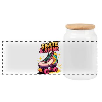 Roller néon Skate & Shine - Boîte à biscuits avec couvercle en bois - blanc - Devant