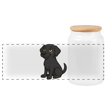 Labrador amoureux – Motif de chien mignon - Boîte à biscuits avec couvercle en bois - blanc - Devant