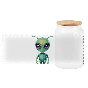 Alien - Cool Low Poly  Logo - Boîte à biscuits avec couvercle en bois - blanc - Devant