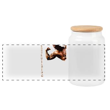 Conception de force pauvre musculaire - Boîte à biscuits avec couvercle en bois - blanc - Devant