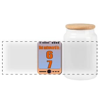 Six Seven Meme 6 7 - Panoramic Cookie Jar with Wooden Lid - white - Front