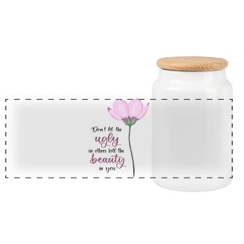 Don't Let The Ugly Kill The Beauty In You - Panorama Keksdose mit Holzdeckel - Weiß - Vorne