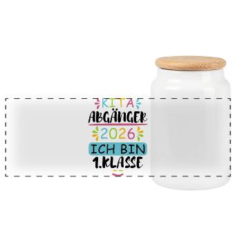 Daycare graduates 2026 - Panoramic Cookie Jar with Wooden Lid - white - Front