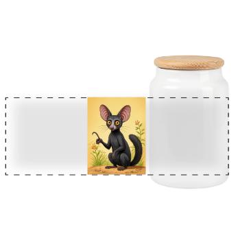 Aye-Aye Nachttrickster von Madagaskar, breit e - Panorama Keksdose mit Holzdeckel - Weiß - Vorne