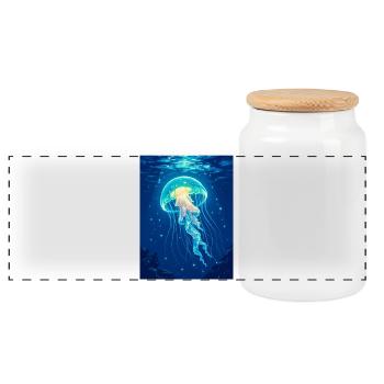 Bioluminescent Jellyfish  A floating light - Panorama Keksdose mit Holzdeckel - Weiß - Vorne