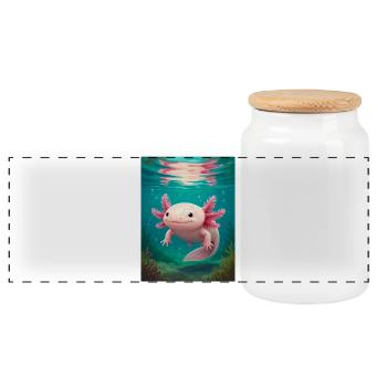 Axolotl  The eternal child of water, smiling throu - Panorama Keksdose mit Holzdeckel - Weiß - Vorne