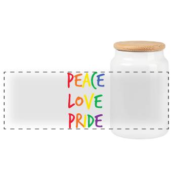 Rainbow Peace Love Pride - Panoramic Cookie Jar with Wooden Lid - white - Front