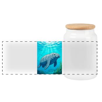 Gentle giant of calm waters, symbol of peace - Panoramic Cookie Jar with Wooden Lid - white - Front